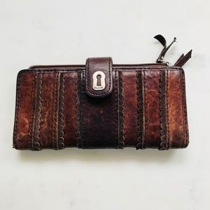 Vintage Brown Fossil Leather Wallet